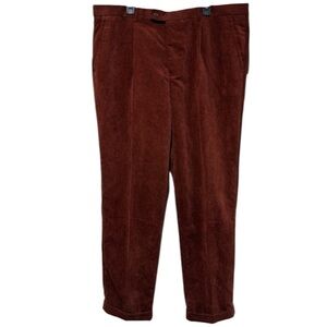 NWT Linea Uomo Men's Corduroy Plea Trouser Pants 44W x 30 Rich Brown Burgundy‎